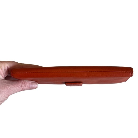 Fossil Orange Cowhide Leather Wallet Bifold Credit Card Zip Compartment Coins - Picture 6 of 15